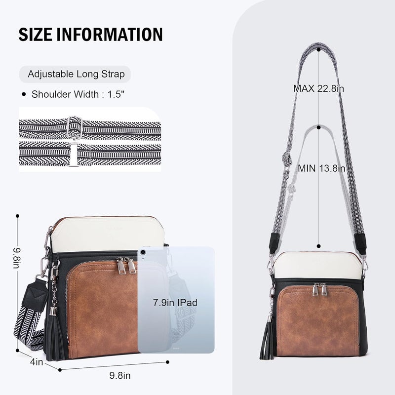 Roulens Crossbody Purse for Women Vegan Leather Medium Crossbody Wallet Bag for Travel Women Shoulder Handbags with Tassel - Image 4